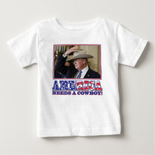 CAMISETA PARA BEBÊ TRUMP-AMÉRICA-COWBOY
