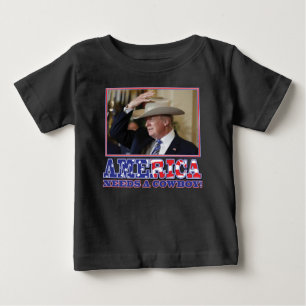 CAMISETA PARA BEBÊ TRUMP-AMÉRICA-COWBOY