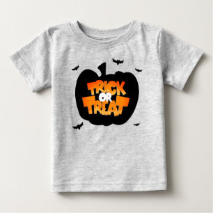 Camiseta Para Bebê Truque de Abóbora ou Trate Feliz Halloween Toddle