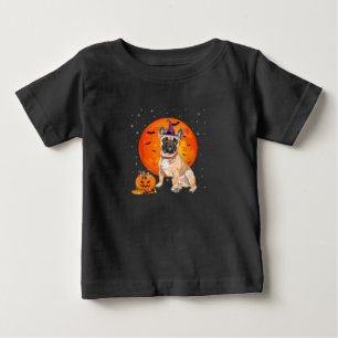 Camiseta Para Bebê Truque De Bulgue Francês Halloween Ou Tratar Abóbo