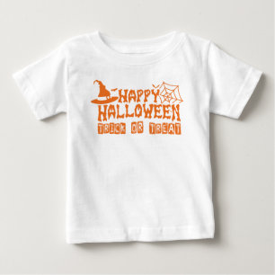 Camiseta Para Bebê Truque de Halloween Feliz ou travessura
