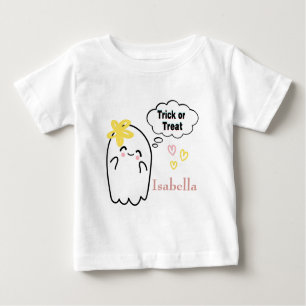 Camiseta Para Bebê Truque de Halloween ou trato fantasma