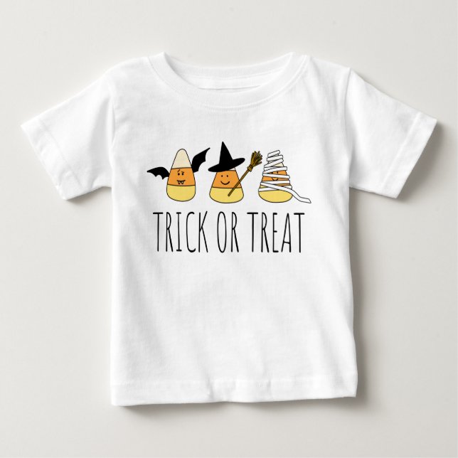 Camiseta Para Bebê Truque ou Milho Doce (Frente)