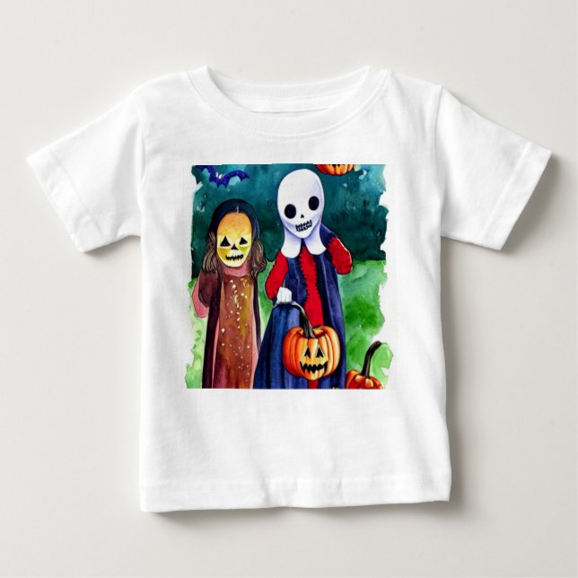 Camiseta Para Bebê Truque ou Tratadores de Halloween (Frente)