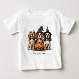 Camiseta Para Bebê Truque Ou Tratar Cães De Beagle Halloween