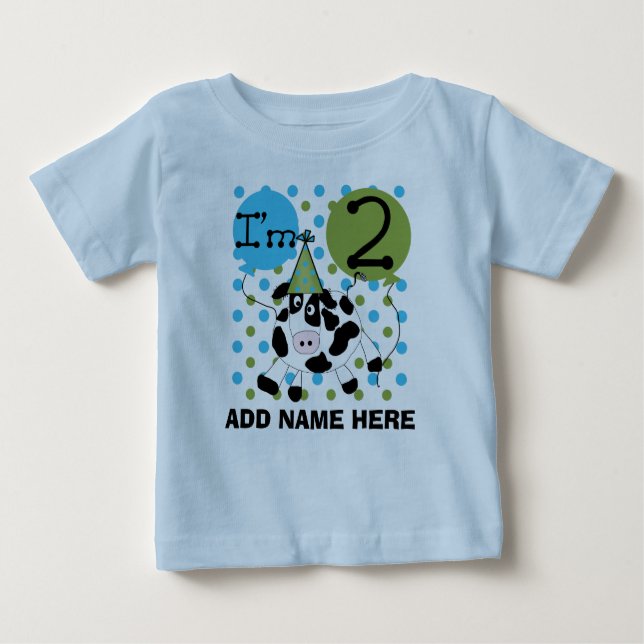 Camiseta Para Bebê Tshirt azul personalizado do segundo aniversário (Frente)