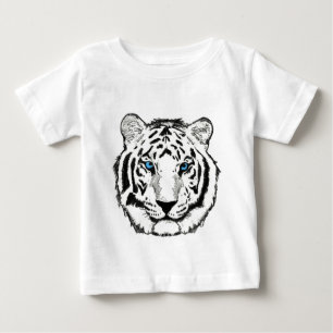 Camiseta Para Bebê TShirt branco da criança do tigre