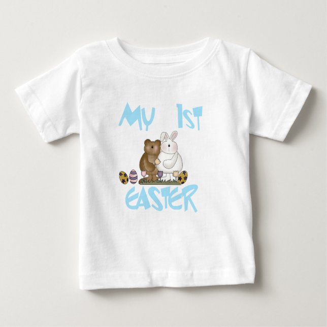 Camiseta Para Bebê Tshirt da páscoa do coelho e do urso ø (Frente)