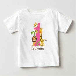 Camiseta Para Bebê Tshirt da selva do primeiro aniversario