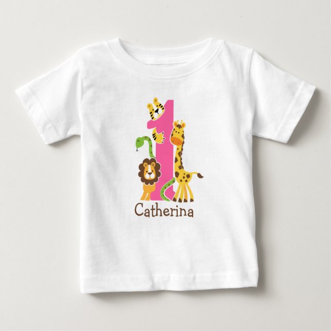 Camiseta Para Bebê Tshirt da selva do primeiro aniversario (Frente)