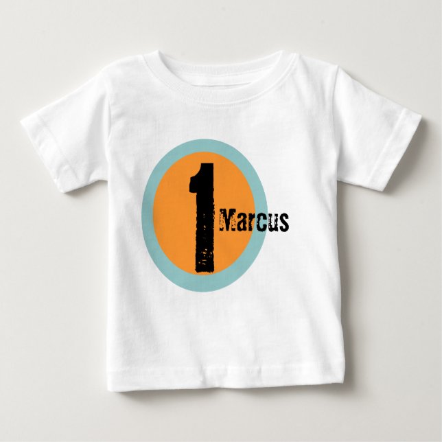 Camiseta Para Bebê Tshirt do primeiro aniversario do nome e da idade (Frente)
