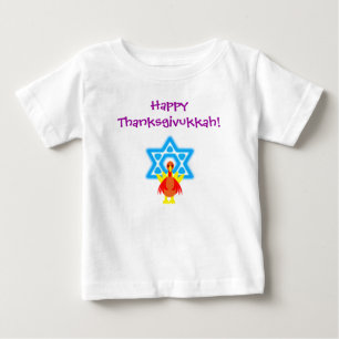 Camiseta Para Bebê Tshirt engraçado dos perus de Thanksgivukkah das