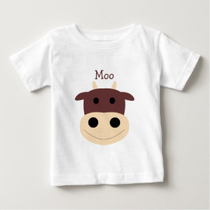 Camiseta Para Bebê Tshirt marrom pequeno bonito da criança da vaca