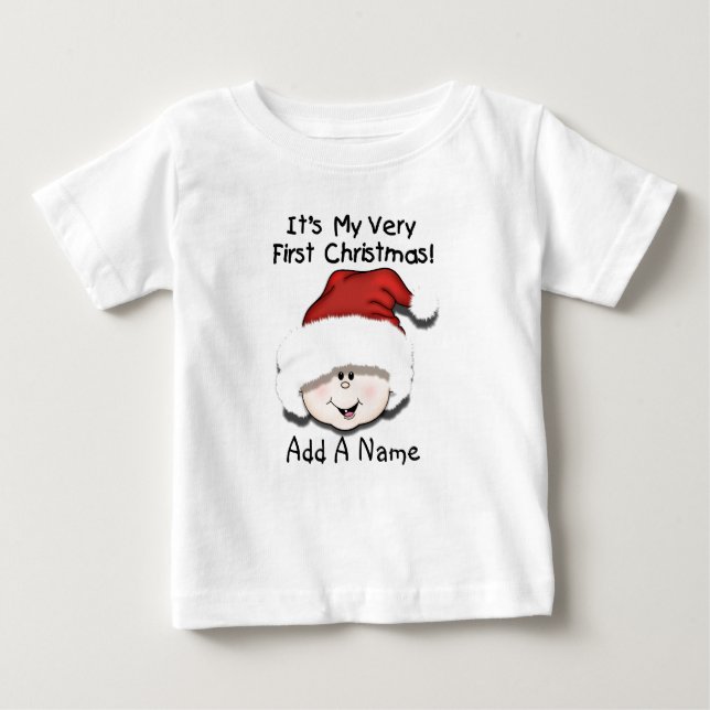 Camiseta Para Bebê Tshirt personalizado do Natal do bebê branco ø (Frente)
