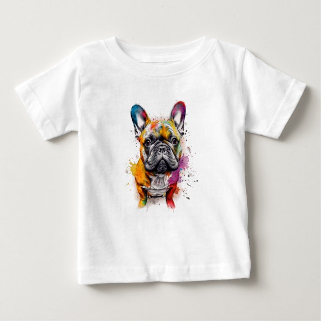 Camiseta Para Bebê Tu peque, con mucho estilo Bulldog francés (Frente)