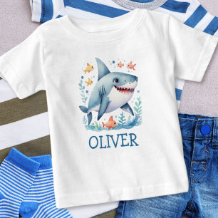 Camiseta Para Bebê Tubarão Fofo Personalizado