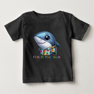 Camiseta Para Bebê Tubarão nas Férias