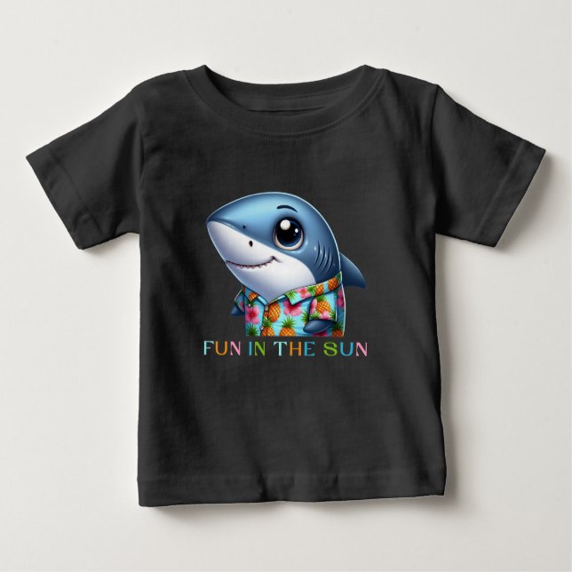 Camiseta Para Bebê Tubarão nas Férias (Frente)