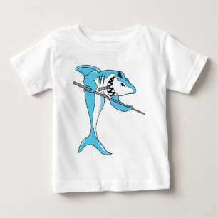 Camiseta Para Bebê Tubarão que joga bilhar