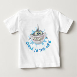 Camiseta Para Bebê Tubarão sorridente no estilo cartoon - Sorria para