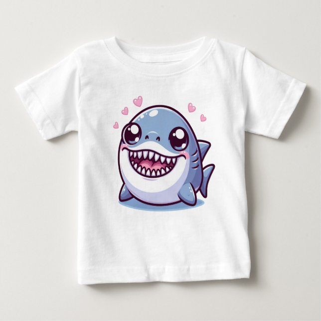 Camiseta Para Bebê Tubarão Sorriso Adorável (Frente)
