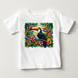 Camiseta Para Bebê Tucano de ave Tropical/ Jungle