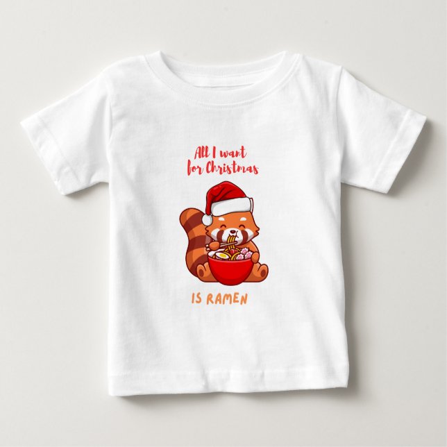 Camiseta Para Bebê Tudo o que eu quero no Natal é Ramen (Frente)