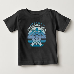 Camiseta Para Bebê Tudo Que Preciso É Do Mar De Vitamina - Tartaruga 