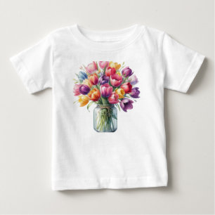 Camiseta Para Bebê Tulip Flower Vase