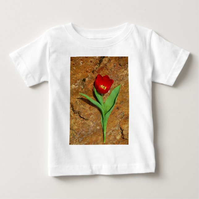 Camiseta Para Bebê Tulipa Amarela e Vermelha (Frente)