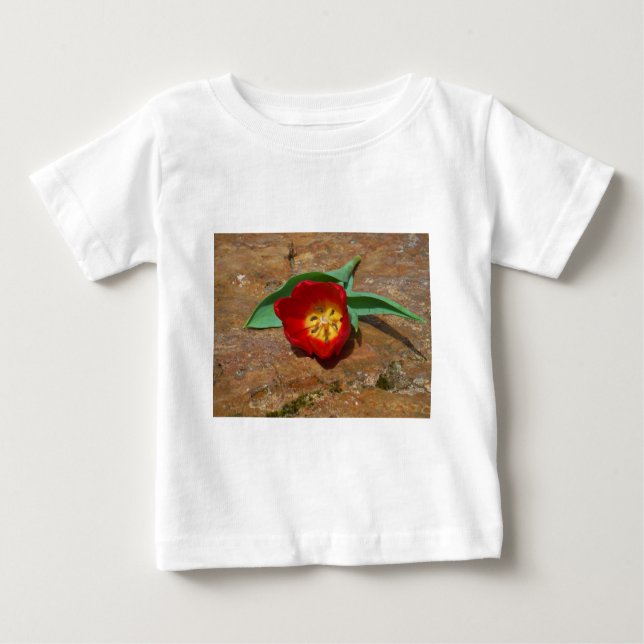 Camiseta Para Bebê Tulipa Vermelha primavera (Frente)