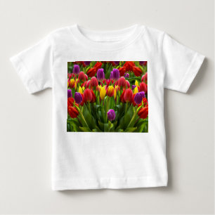 Camiseta Para Bebê Túlipas Brilhantes