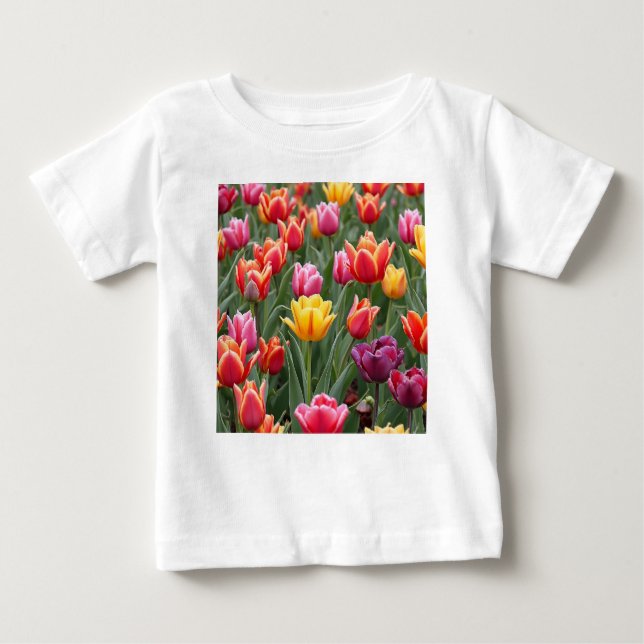 Camiseta Para Bebê Tulipas Holandesas (Frente)