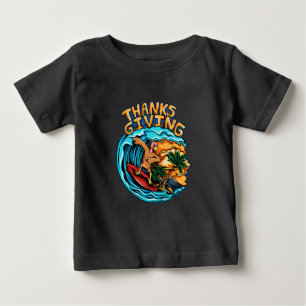 Camiseta Para Bebê Turquia a Andar a Surf nas Ondas do Oceano