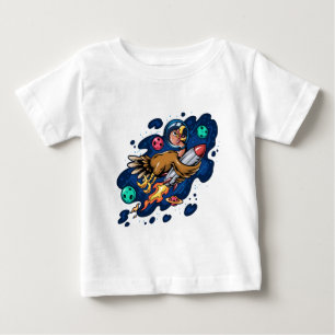 Camiseta Para Bebê Turquia a Andar por um Foguete Espacial em Alta Ve