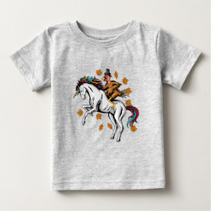 Camiseta Para Bebê Turquia no Dia de Ação de Graças a Andar de Unicór