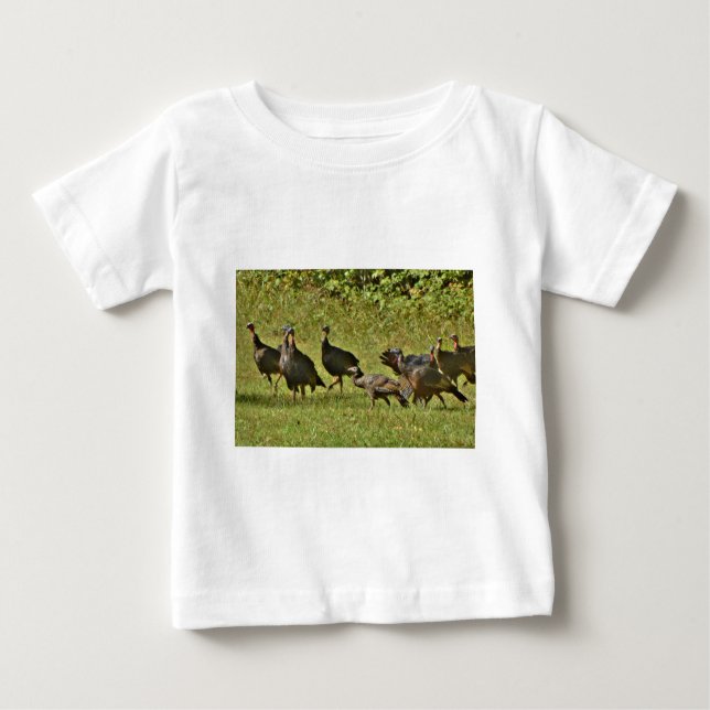 Camiseta Para Bebê Turquia Selvagem, Cores de Camuflagem (Frente)