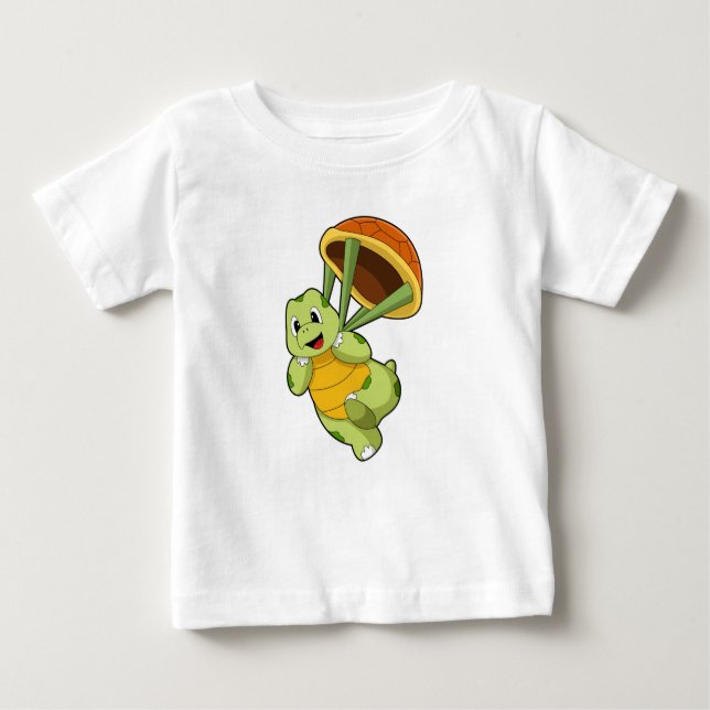 Camiseta Para Bebê Turtle com Shell como Skydiver (Frente)