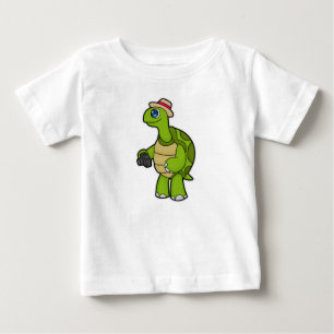 Camiseta Para Bebê Turtle como fotógrafo com câmera