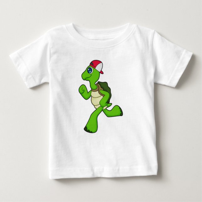 Camiseta Para Bebê Turtle como Runner com Boné (Frente)
