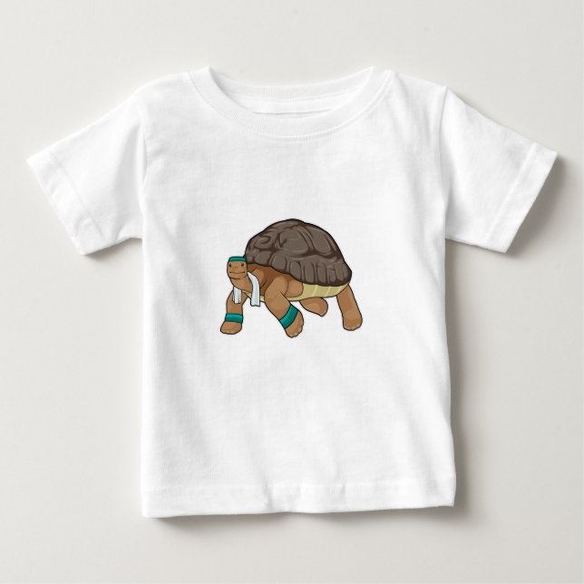 Camiseta Para Bebê Turtle como Runner com Toalha (Frente)