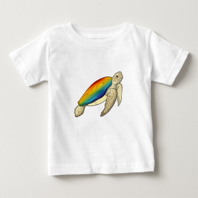 Camiseta Para Bebê Turtle Rainbow (Frente)