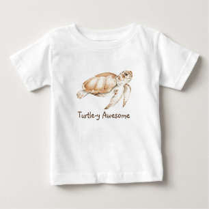 Camiseta Para Bebê Turtle y Awesmanutenção Tartaruga Divorciação Caqu
