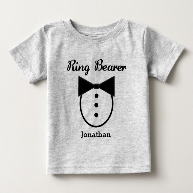 Camiseta Para Bebê Tux Ring Bearer Personalizado (Frente)