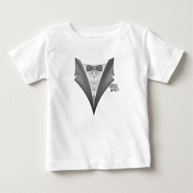 Camiseta Para Bebê Tuxedo Novidade Impressão Tux (Frente)