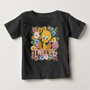 Camiseta Para Bebê TWEETY™ Gráfico de Bordado Floral