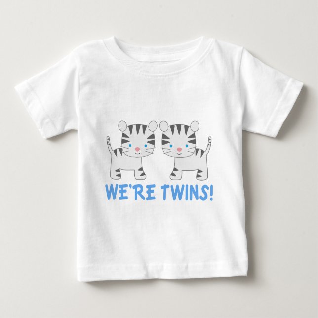 Camiseta Para Bebê Twin Boy Jungle Tiger Baby Tee (Frente)
