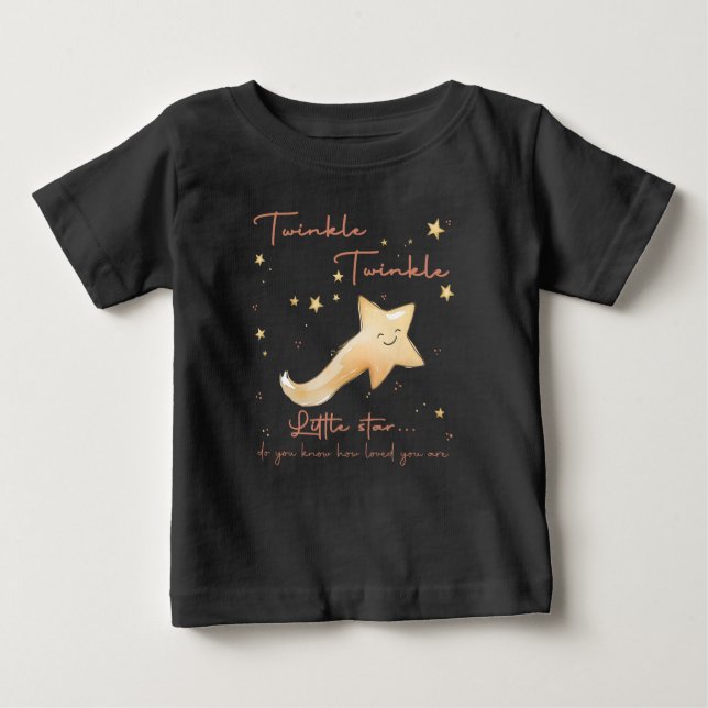 Camiseta Para Bebê Twinkle Twinkle Little Star Boho Personalize (Frente)