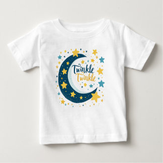 Camiseta Para Bebê "Twinkle Twinkle" Lua e Stars Bebê T-shirt