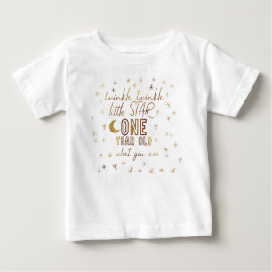 Camiseta Para Bebê Twinkle Twinkle Pequena Estrela Primeiro Aniversár
